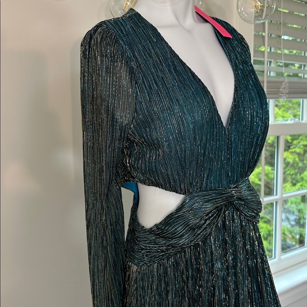 LATRICE long sleeve maxi dress, blue Rhapsody metallic knit crinkle NWT size10 - Picture 4 of 9